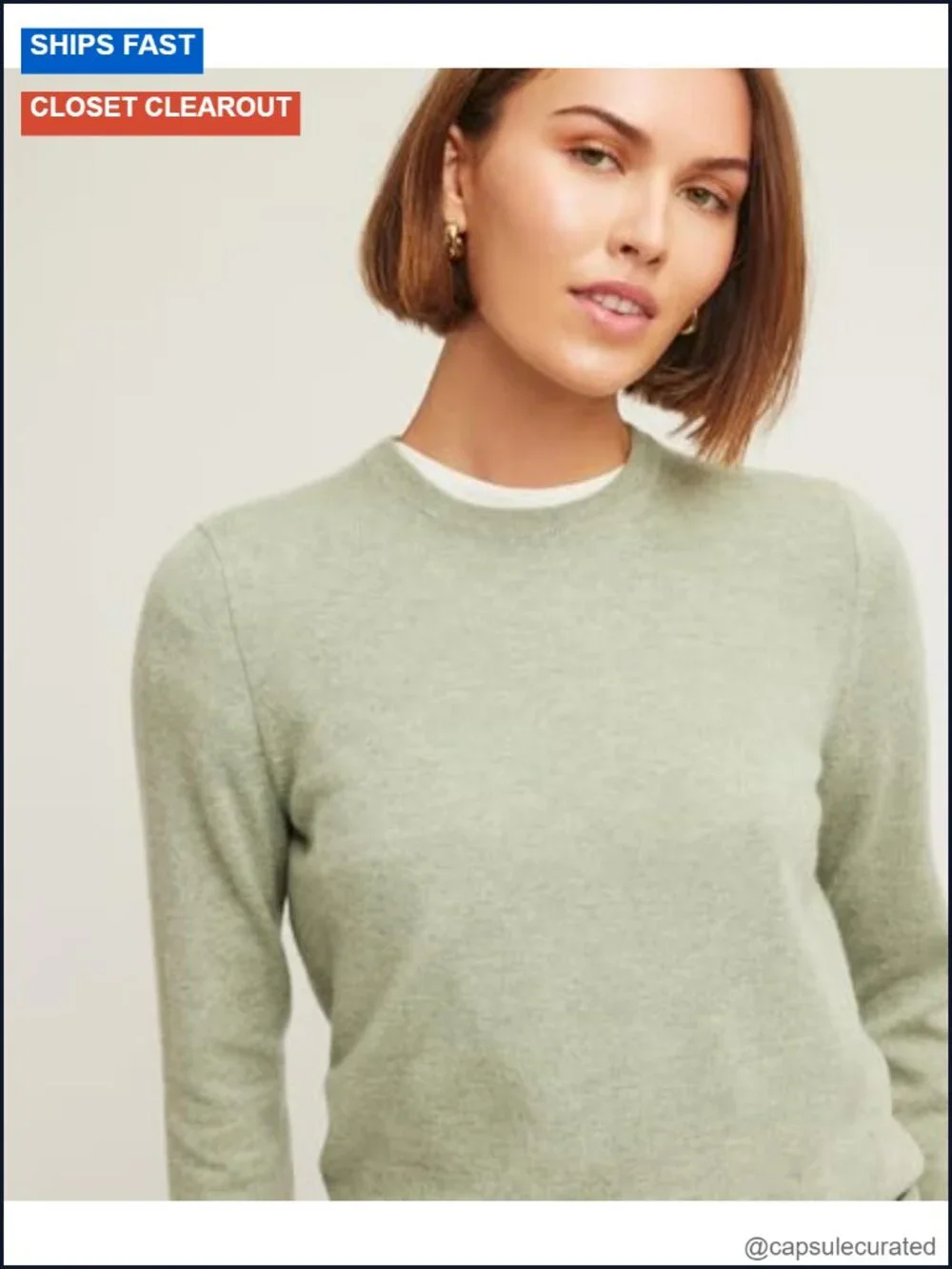 100% Cashmere Crewneck Pullover Sweater - Lightweight Summer Layer